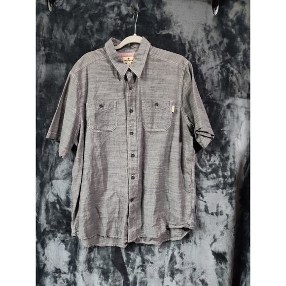 Woolrich Short Sleeve Static Heathered Gray Button Down Shirt Men’s Size XL - Picture 3 of 6